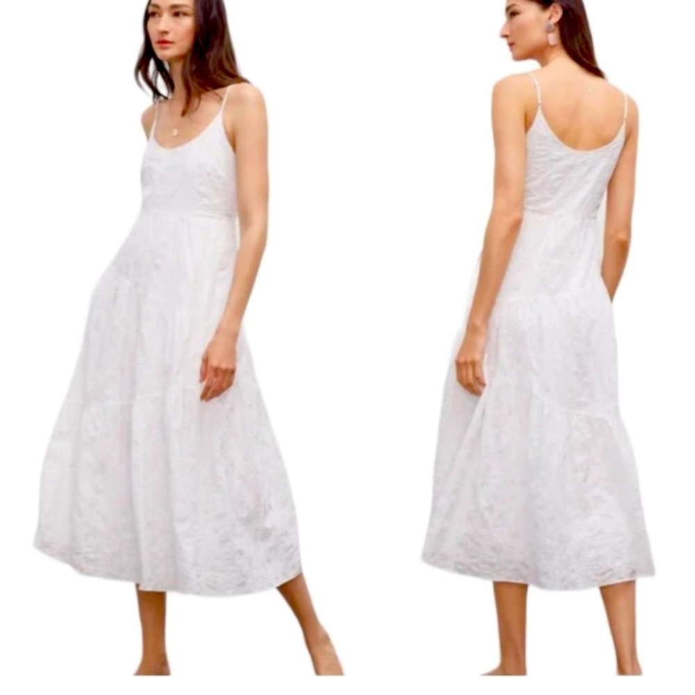 NWT $269 Club Monaco Traveling Tiers Blanc de Blanc white floral midi dress Sz 6
